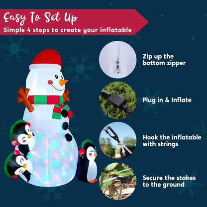 6 FT Christmas Snowman Inflatable Multicolor LEDs