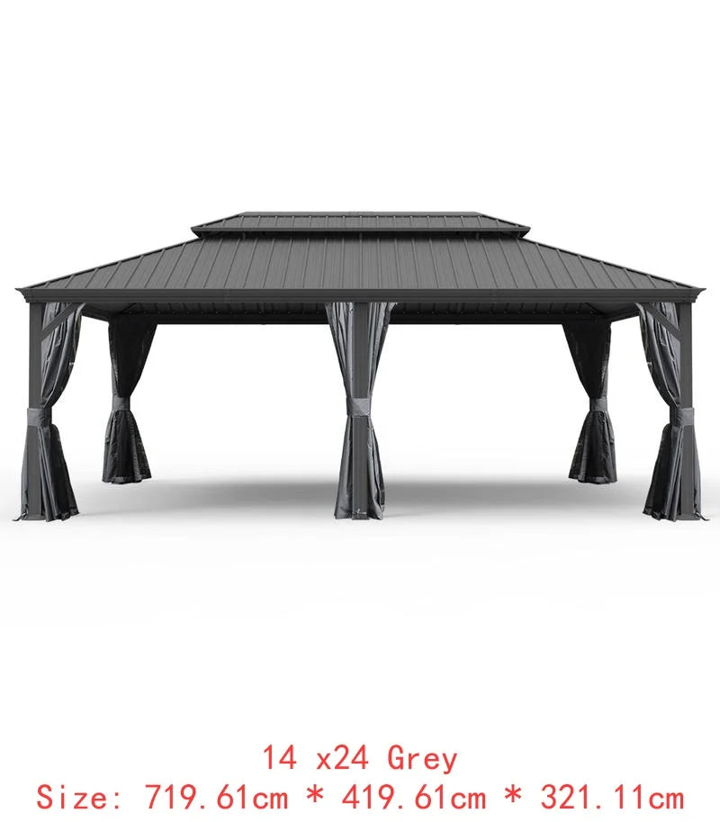 14x24 Hardtop Gazebo, Upgraded Metal Canopy with Drainage