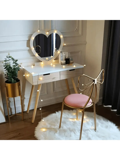 Makeup Vanity Girl Chair Stool with Bow Knot