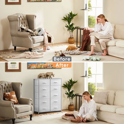 White Lover Fabric Drawers Chest Wardrobe