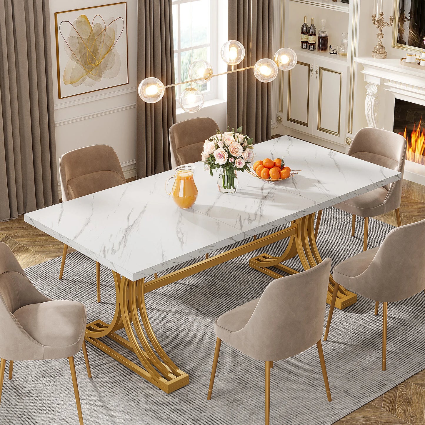 Kitchen Table with Faux Marble Table Top