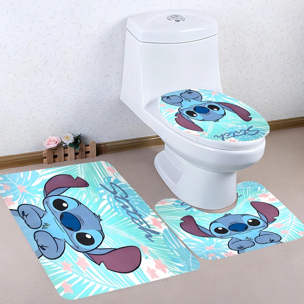 Stitch Bathroom Four-piece Set - Waterproof curtain