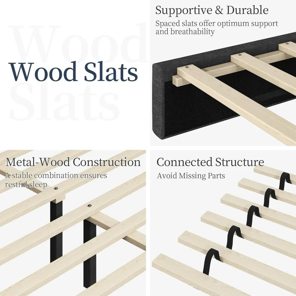 Upholstered Bed Frame, Queen Bed Platform