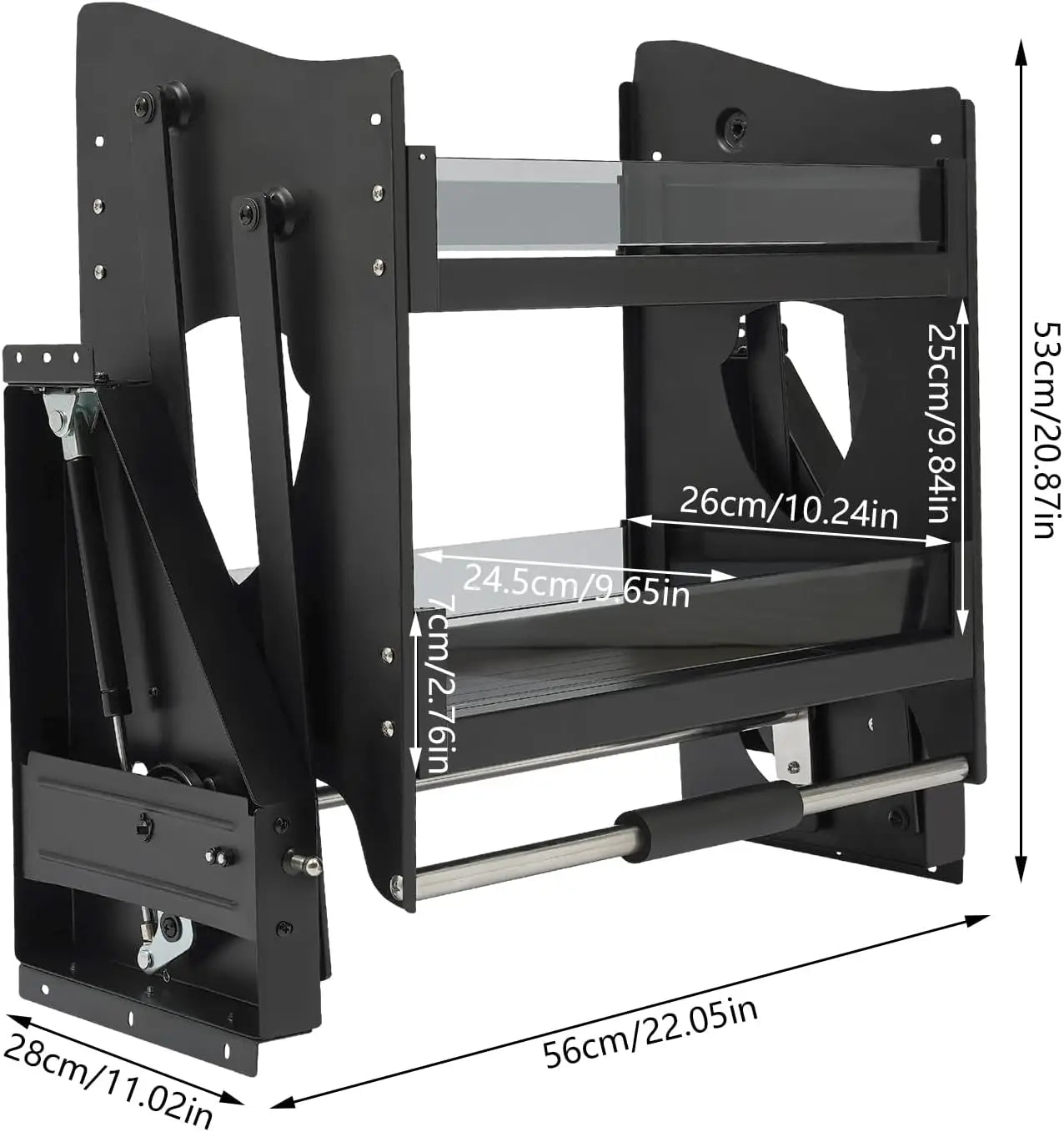 24" Pull Down Cabinet Organizer-2-Tier Drop Down Shelf