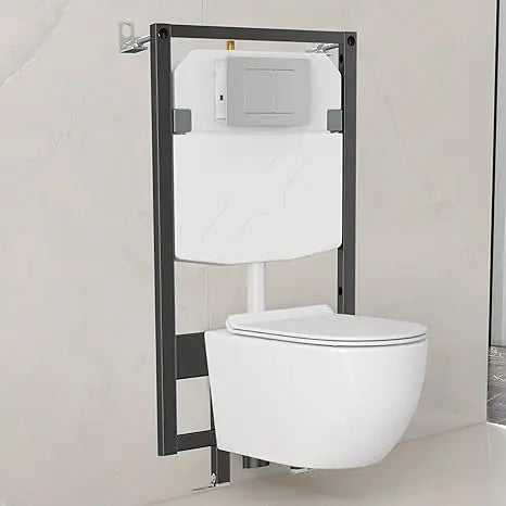 Dual-Flush Wall-Mounted Toilet System with Integrated Tank and Carrier