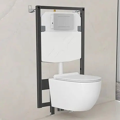Dual-Flush Wall-Mounted Toilet System with Integrated Tank and Carrier