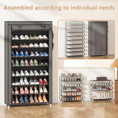 5/8 layer shoe cabinet storage rack with fabric cover
