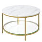 31IN Marble Round Coffee Table 2-Tier