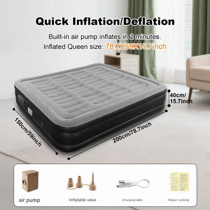 Inflatable Mattress Camping Home Built-In Pump