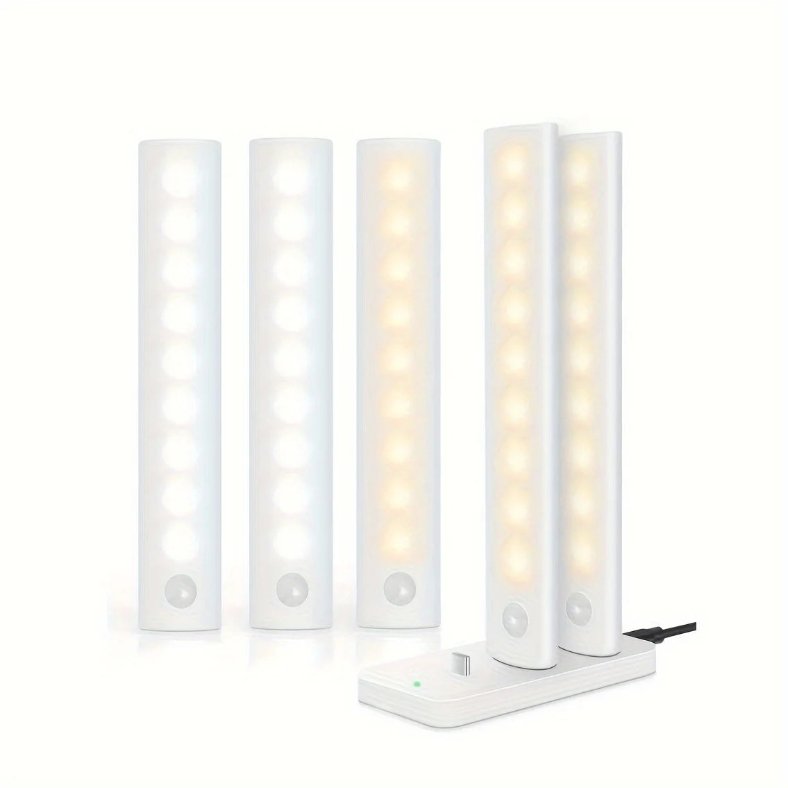 Under Cabinet Lights 1/3/6pcs, Motion Sensor Rechargeable Battery Operated 2 Colors LED Light  for  Closet, Kitchen, Bathroom