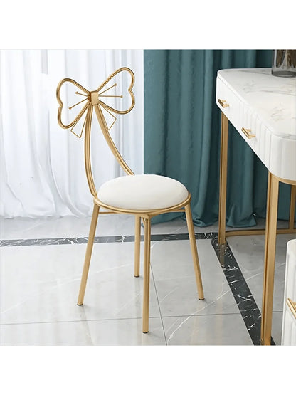 Makeup Vanity Girl Chair Stool with Bow Knot