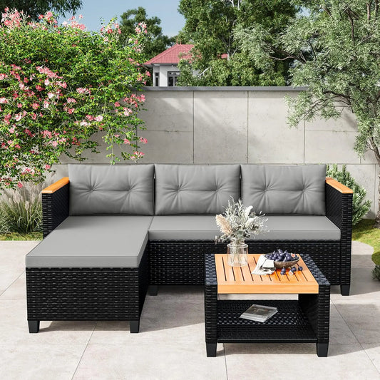 Grey L-Shape Patio Furniture for Balcony