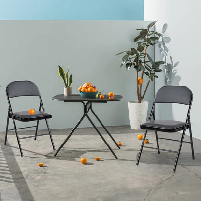 Leather Padded Folding Chair 4 Pack Sturdy Metal Living Room Rocking Dinner Chairs Easy to Use Storage Outdoor Home Office