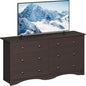 6 Wood Drawers Dresser for Bedroom, Double Dresser for TV up to 65 inch, TV Stand Storage Chest of Drawers for Living Room