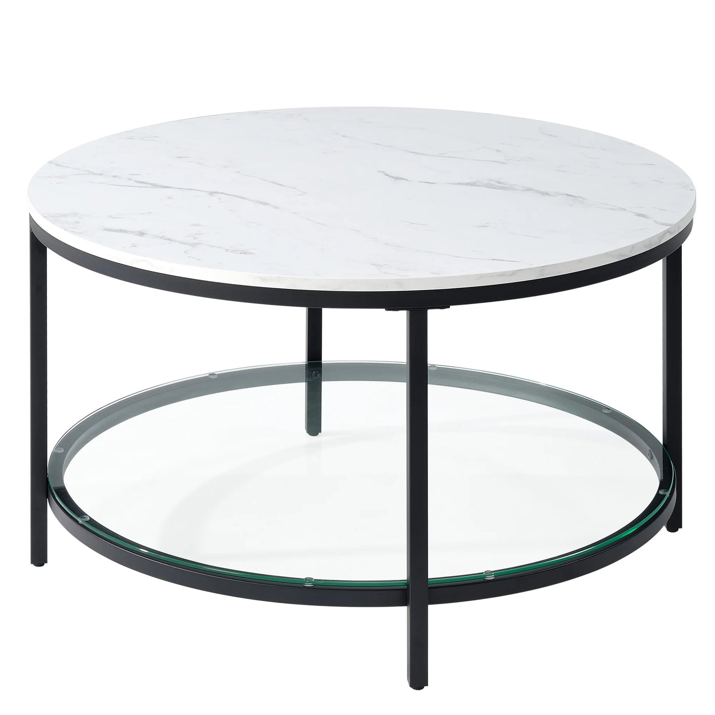 31IN Marble Round Coffee Table 2-Tier