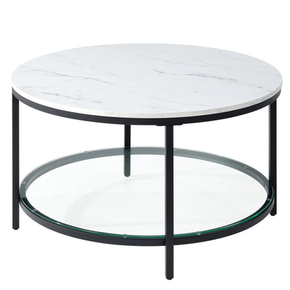 31IN Marble Round Coffee Table 2-Tier