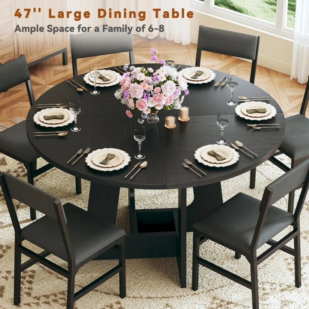 7-Piece Set Kitchen Dining Table 6 Chairs