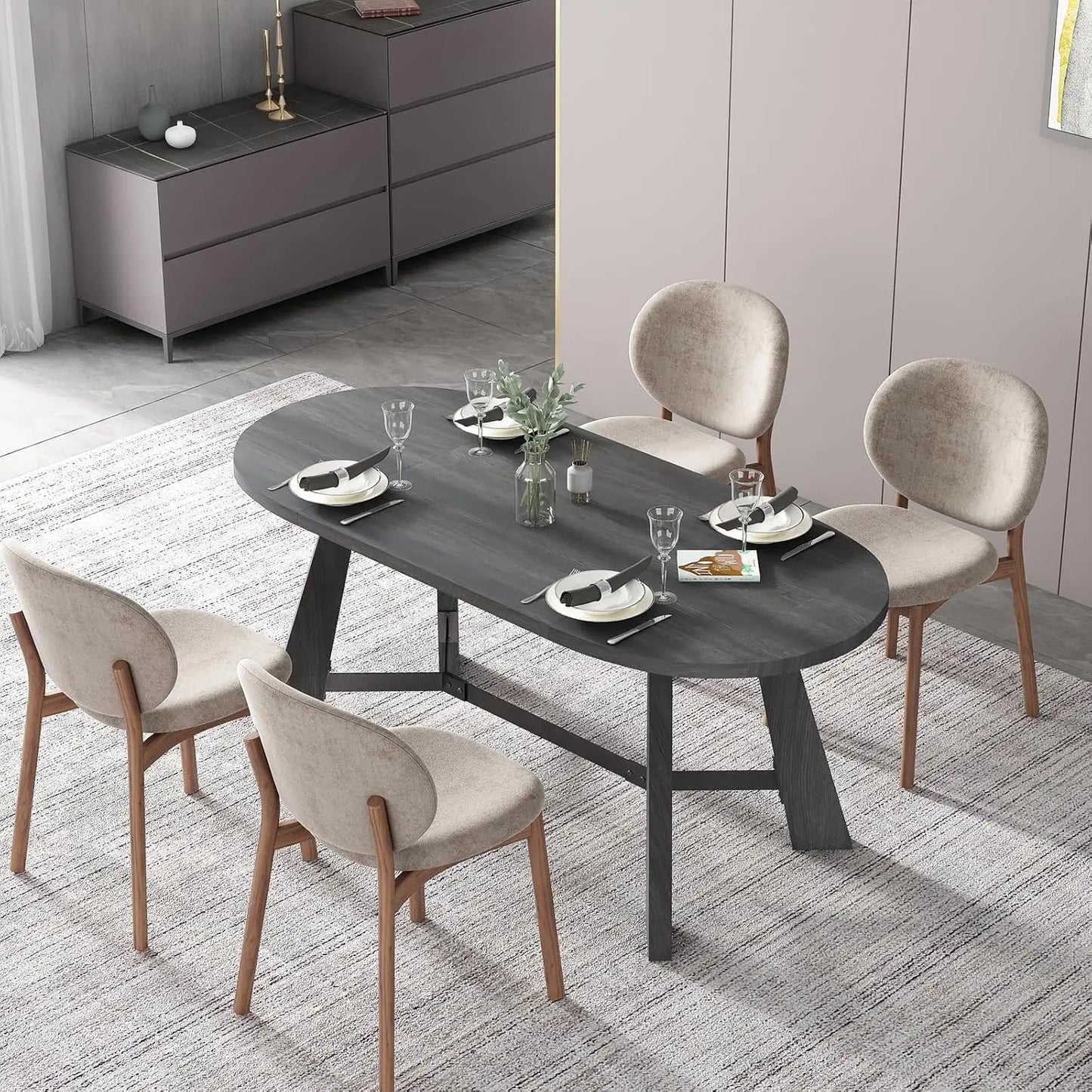 70.86in Rustic Oval Dining Table 6-8 Person