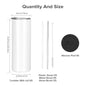Sublimation Tumblers Blanks 20 oz 25 Pack Skinny Straight Tumblers Bulk Stainless Steel Insulated Sublimation Cups with Lid and