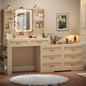 Makeup Vanity with Dresser Lighted Mirror & Power Outlet