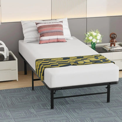 Metal Foldable Bed Frame Heavy Duty Steel Slats 6 Legs