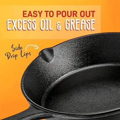 3PCS Cast Iron Skillet Set (6/8/10 Inch) – Pre-Seasoned
