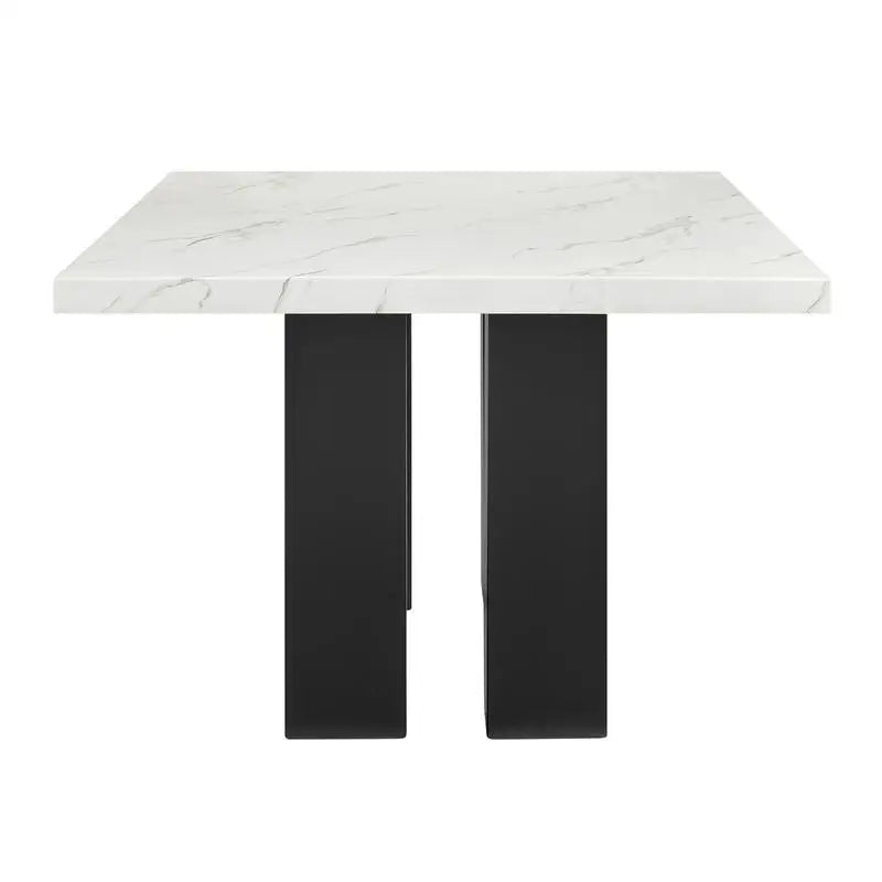 6-Pc Dining Set, White Rectangular Marble Tabletop