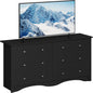 6 Wood Drawers Dresser for Bedroom, Double Dresser for TV up to 65 inch, TV Stand Storage Chest of Drawers for Living Room