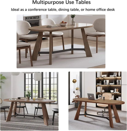 70.86in Rustic Oval Dining Table 6-8 Person