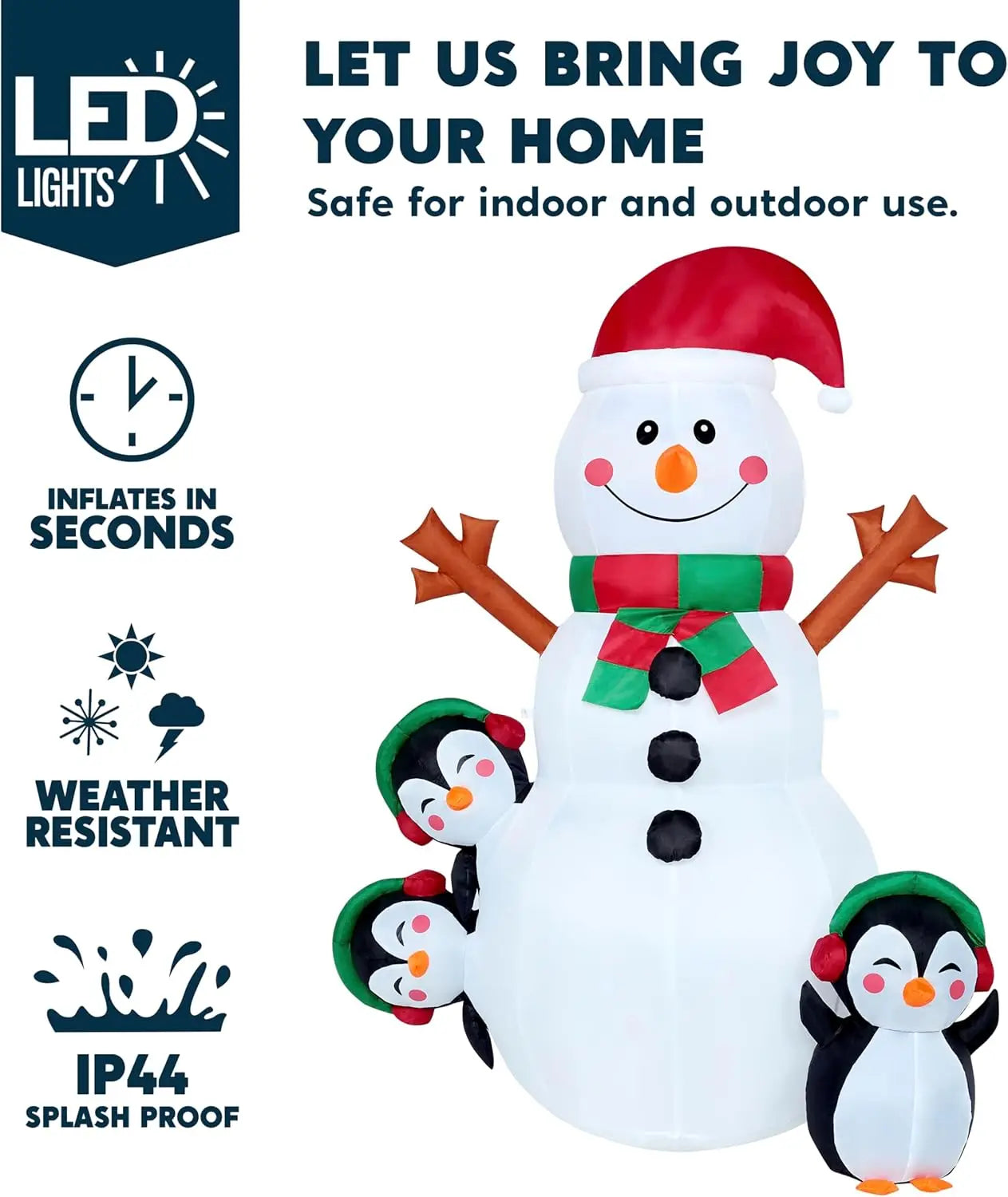 6 FT Christmas Snowman Inflatable Multicolor LEDs