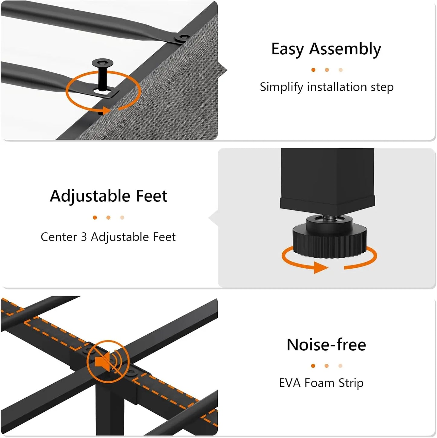 King Size Bed with Adjustable Headboard, LED Platform Bed