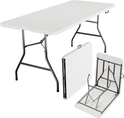 6ft Heavy Duty Folding Table - Portable Plastic Utility Table for Outdoor Indoor Events Camping Picnic