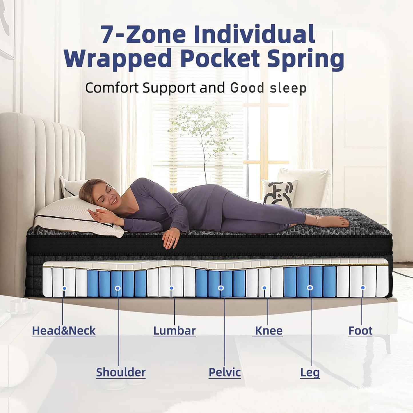 Gel Memory Foam & Pocket Spring Mattress Cooling & Breathable