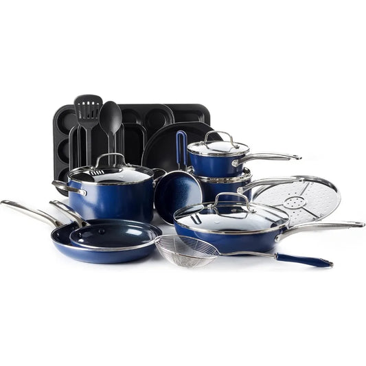 20 Piece Nonstick Cookware Set, Diamond Ceramic Pots & Pans