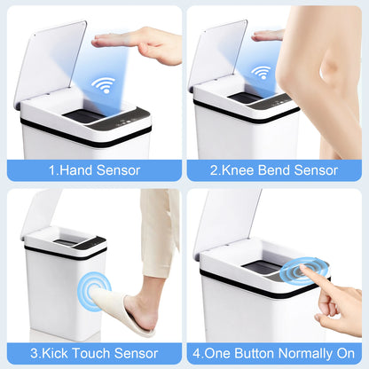 2 Pack 12L Bathroom Automatic Trash Cans Touchless