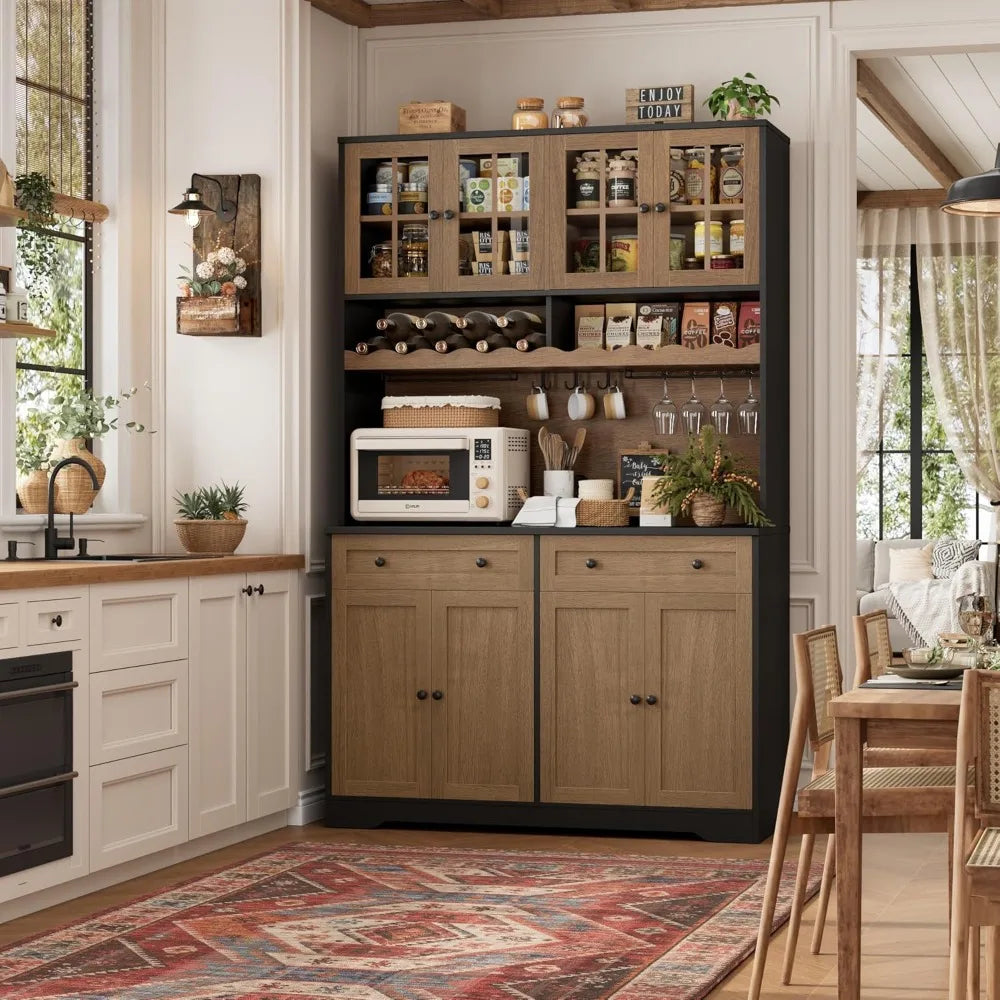 75.4" Tall Kitchen Pantry Cabinet with Charging Station