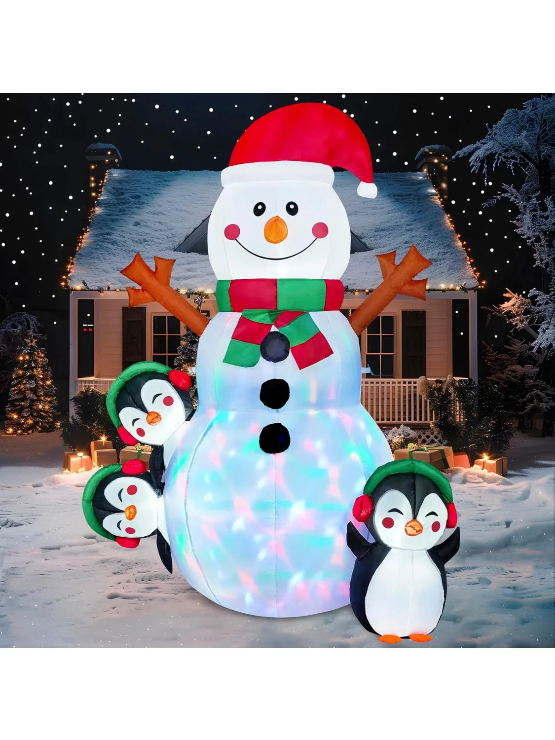 6 FT Christmas Snowman Inflatable Multicolor LEDs