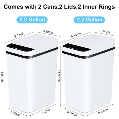 2 Pack 12L Bathroom Automatic Trash Cans Touchless