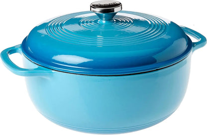 Lodge 6 Quart Enameled Cast Iron Dutch Oven with Lid Dual Handles Oven Safe up to 500° F or on Stovetop Use to Marinate Cook