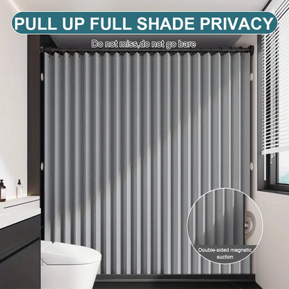 Foldable Magnetic Shower Curtain Waterproof Bathtub Curtain