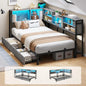 Corner Twin Bed Bookcase Storage Led Lights