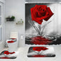 Red Rose Bathroom Four-piece Set - Waterproof Shower Curtain