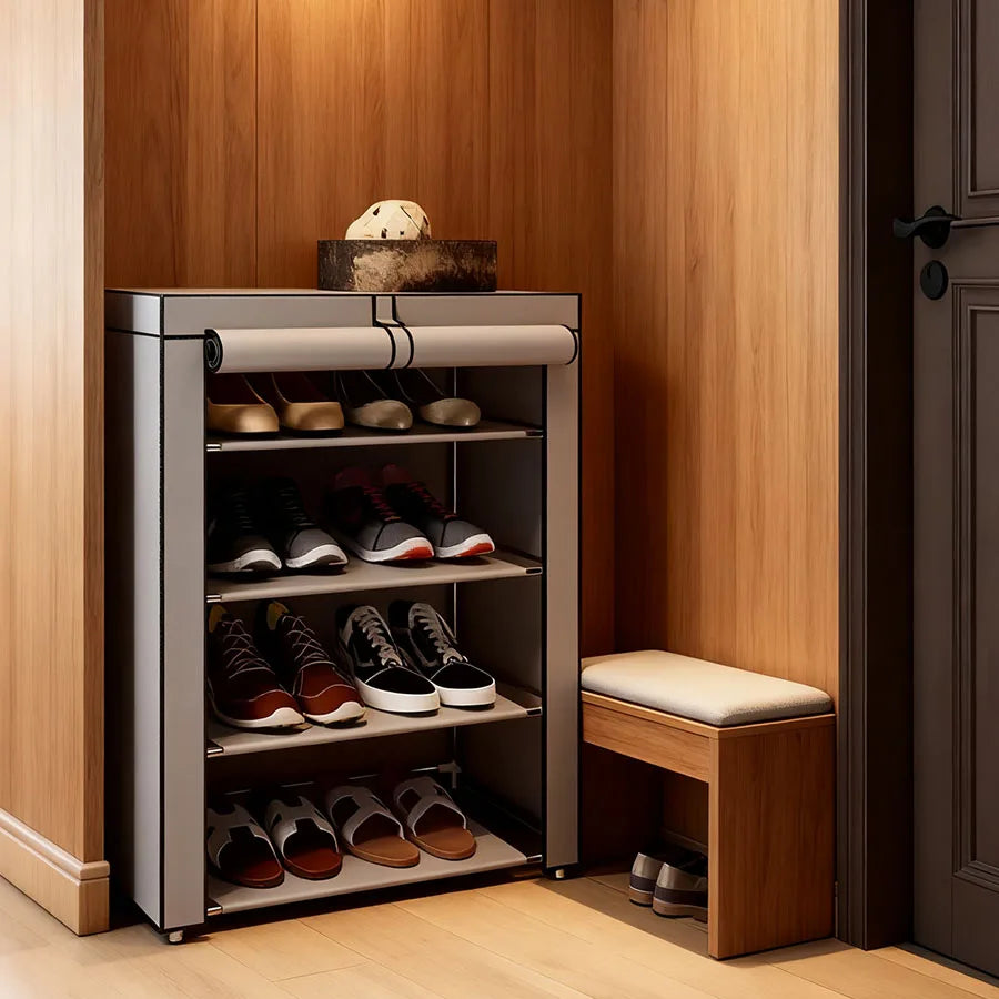 5/8 layer shoe cabinet storage rack with fabric cover