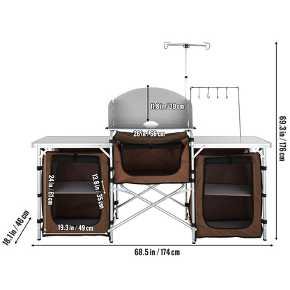 Camping Outdoor Kitchen Table Cabinet Foldable Folding Cooking Storage Rack Aluminum Alloy Bracket for BBQ Picnic