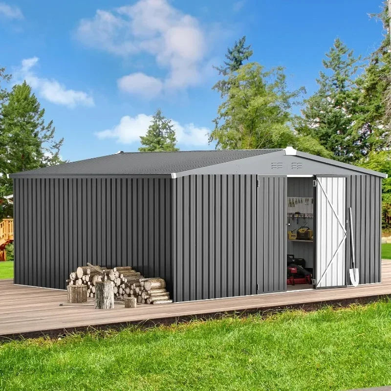 12x14 Outdoor Metal Storage Sheds With Lockable Doors