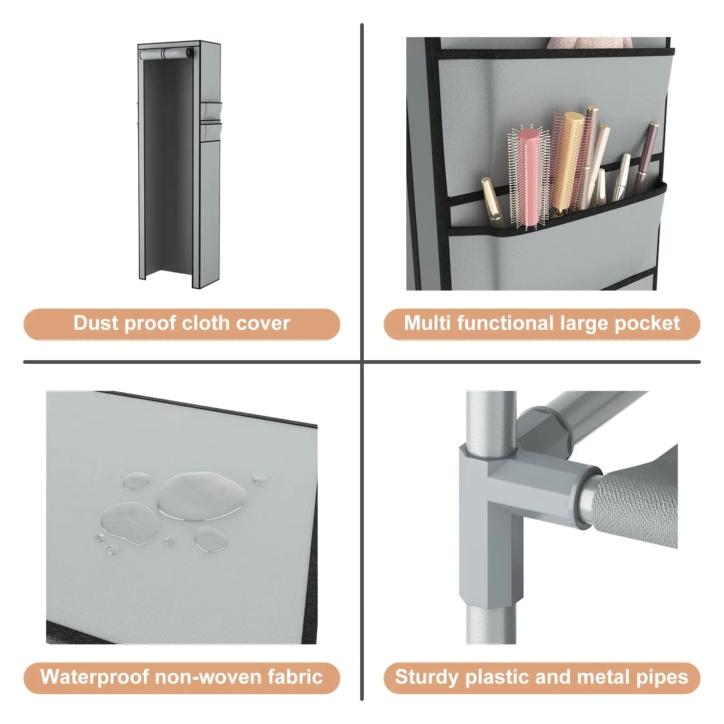 5/8 layer shoe cabinet storage rack with fabric cover