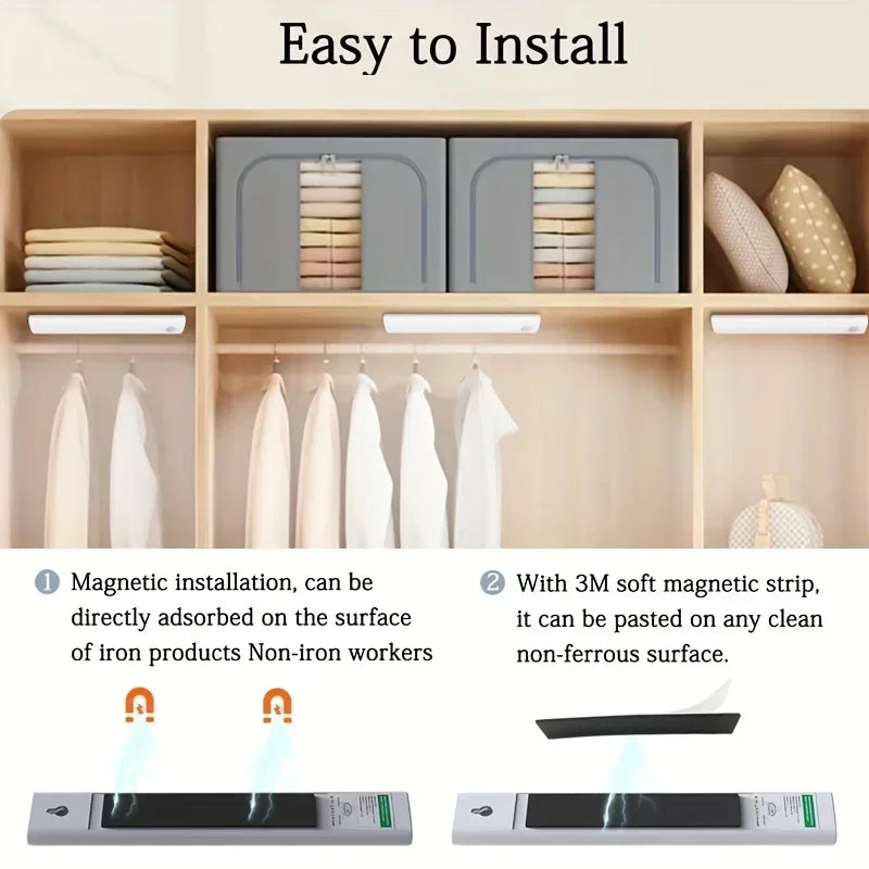 Under Cabinet Lights 1/3/6pcs, Motion Sensor Rechargeable Battery Operated 2 Colors LED Light  for  Closet, Kitchen, Bathroom