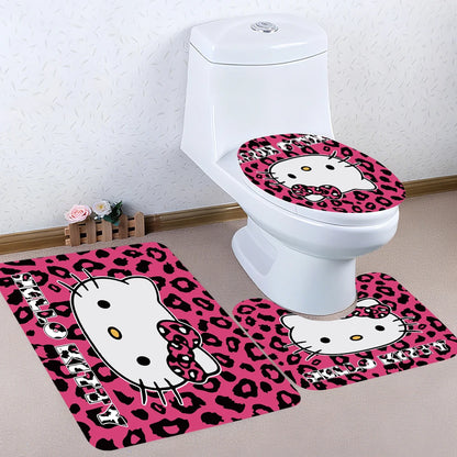 Hello Kitty Bathroom Four-Piece Set Waterproof Shower Curtain, creating a complete bathroom kit