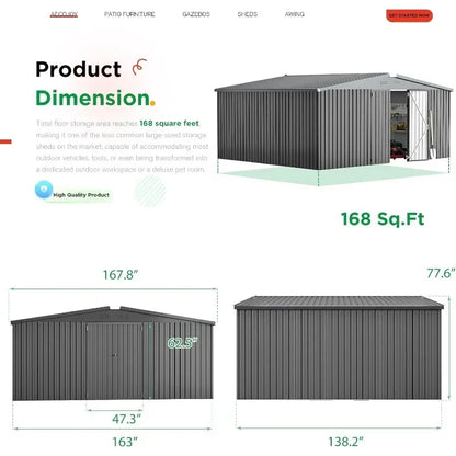 12x14 Outdoor Metal Storage Sheds With Lockable Doors