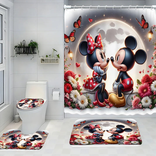 Mickey Mouse Bathroom Four-piece Set -  Waterproof Shower Curtain